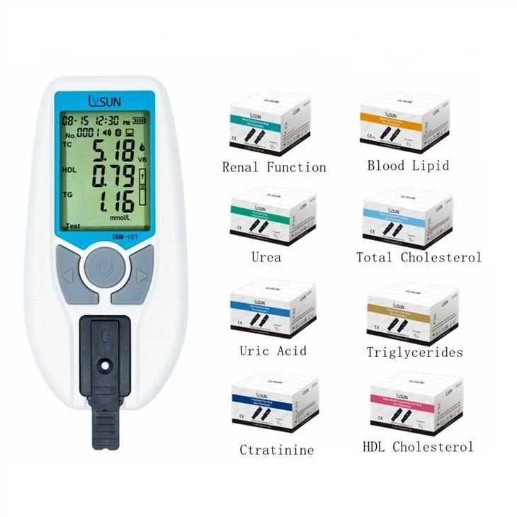Lyusn Dry Biochemical Meter Blood Lipid Meter Renal Function Monitor For HDL LDL Cholesterol Triglycerides UA CR UR Test