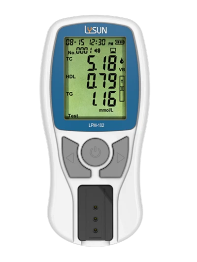 Testovací glukomer na meranie cholesterolu v krvi Lysun 3 v 1QC/TG/HDL/CTS súprava na testovanie cholesterolu na domáce použitie