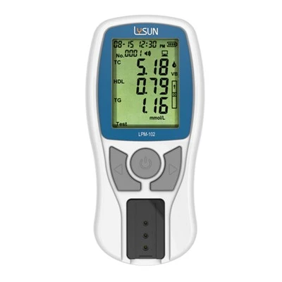Lysun glukomer na analýzu lipidov v krvi Testovanie krvi s prúžkami LPM-102 glukomer na cholesterol